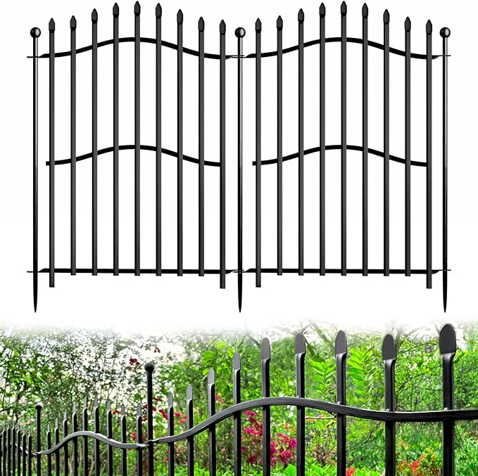 10 Panels No Dig Decorative Garden Fence - 32in H x 22.5ft L by Bilibompa