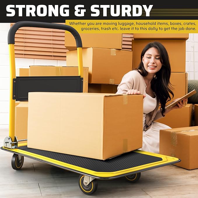 Heavy Duty Foldable Push Cart Dolly | 660 lbs. Capacity | Upgraded Collapsible - Image 5