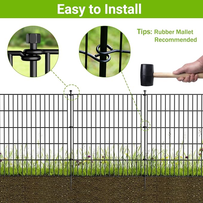 10 Panels No Dig Decorative Outdoor Garden Fence - Image 4