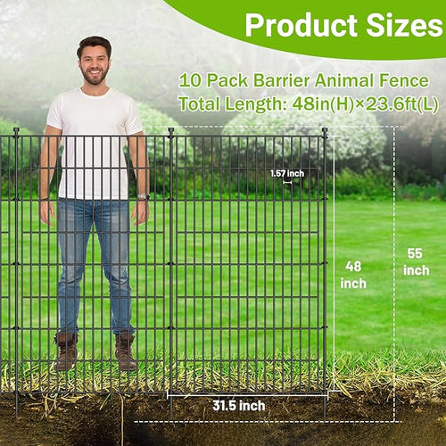 10 Panels No Dig Decorative Outdoor Garden Fence - Image 2