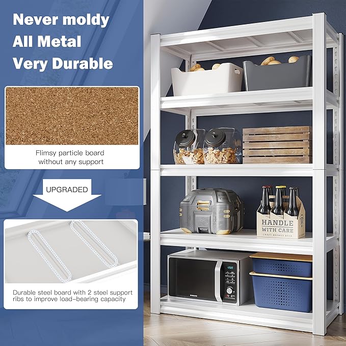 Raybee 72''H Garage Shelving Heavy Duty Storage Shelves Load 2010LBS Adjustable - Image 3