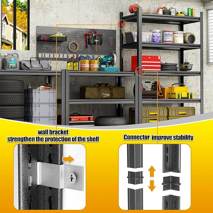 5Tier Storage Shelves, Garage Metal Shelving Unit, Double-Layer Column - Image 7