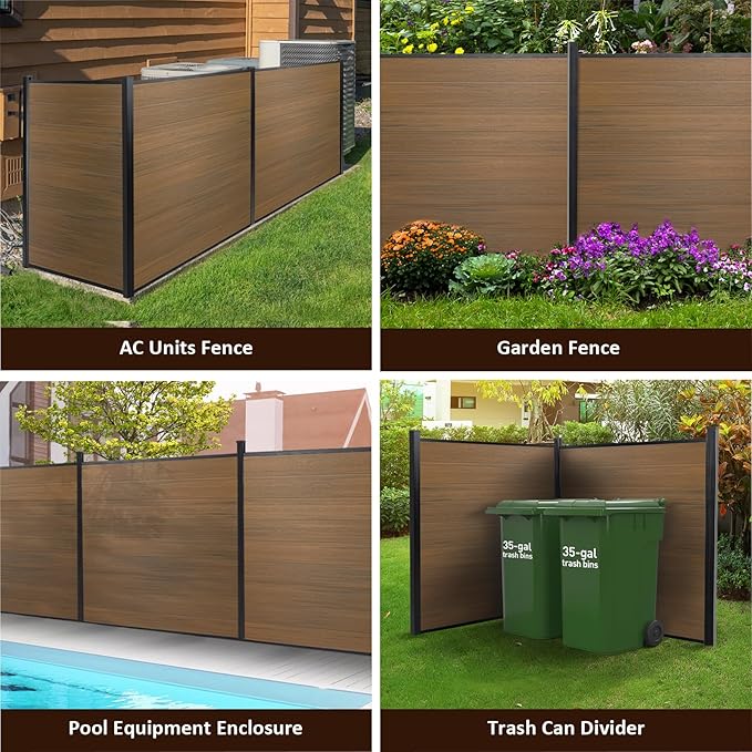 6ft x 6ft Outdoor Privacy Fence, Tall Wind Resistant Covering, Wood Plastic - Image 6