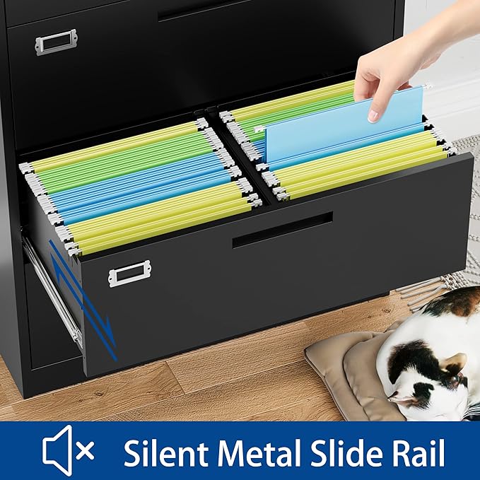 Lateral File Cabinet with Lock, 2 Drawer Large Metal Filing Cabinet, Home - Image 7