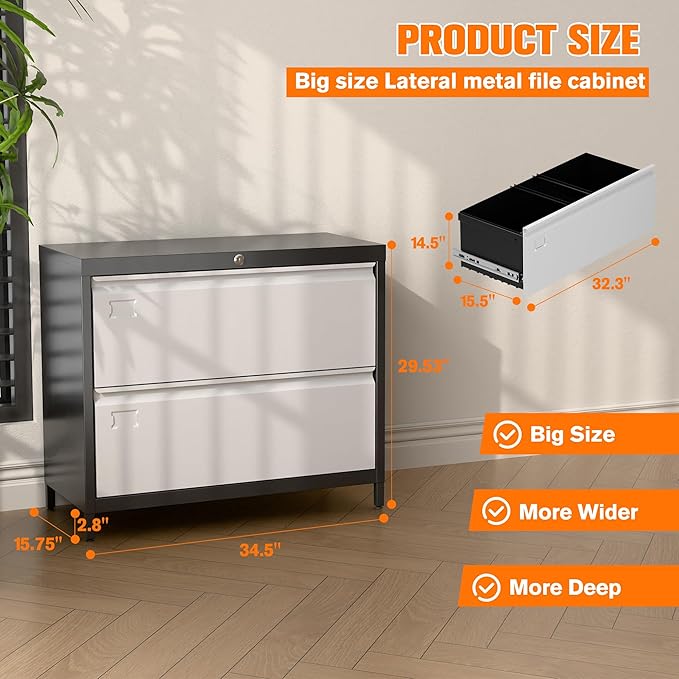 SUXXAN Metal 2 Drawer Lateral File Cabinet - Image 3