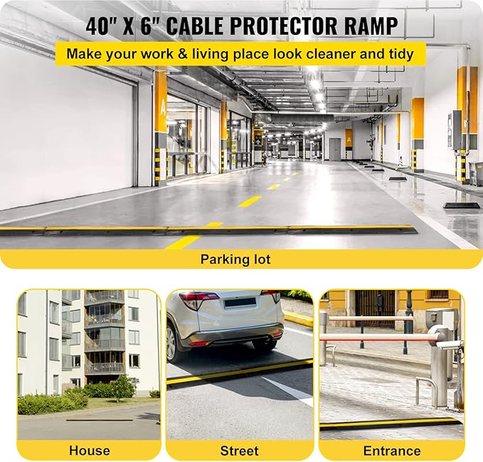 Happybuy 4 Pack of 1-Channel Rubber Cable Protector Ramps Heavy Duty 18000Lbs - Image 2