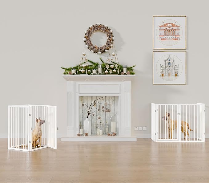 Vantas Folding No-Assembly Metal Pet Gate 80" Wide, Freestanding Accordion - Image 3