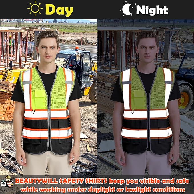 BeautyWill Custom Logo 10/20 Pack Safety Vest Class2 High Visibility Vest - Image 6