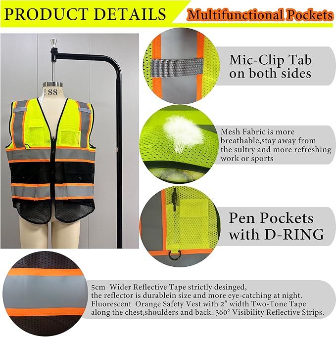 Personalized High Reflective Safety Vest Custom Hi Vis Safety Vest Men Women - Image 5