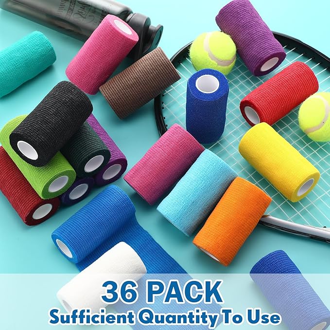 Treela 36 Pcs Self Adherent Bandage 4" X 5 Yard Wrap Breathable Cohesive - Image 6