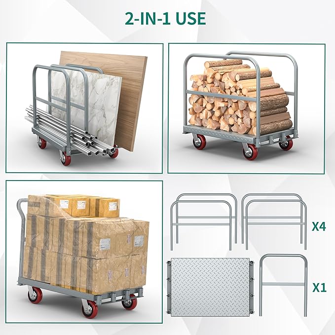 YITAHOME 2-in-1 Steel Panel Truck Cart 2200 LBS, Heavy Duty Platform Truck Carts - Image 4