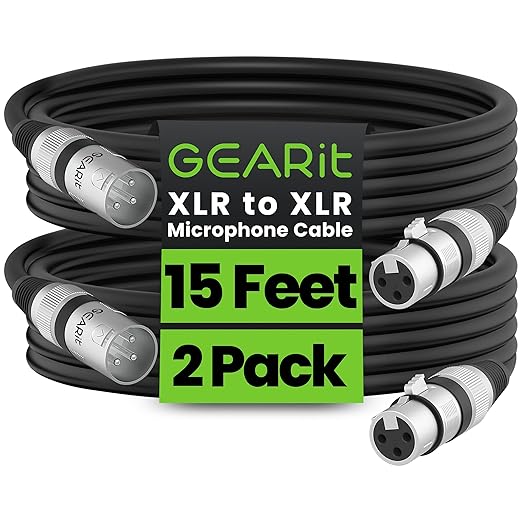 GEARit XLR Male to Female Microphone Cable 3-Pin Balanced Shielded Mixer by GEARit