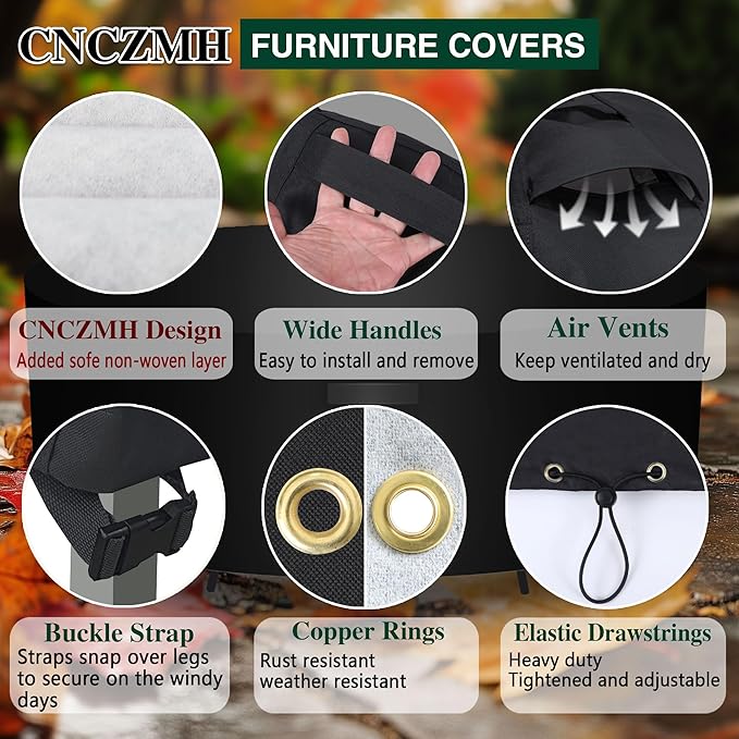 Heavy Duty Patio Furniture Covers Waterproof, 600D Round Outdoor Furniture - Image 4