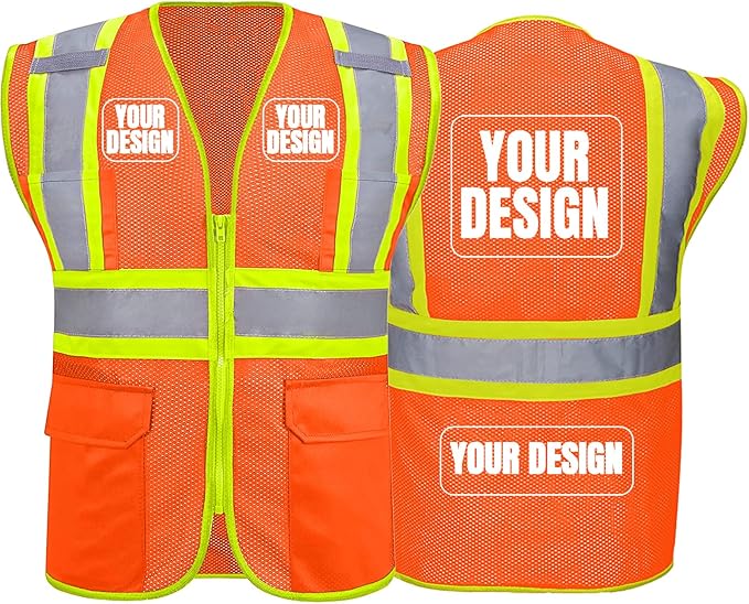 BeautyWill Custom Safety Vest Customized Logo Class 2 High Visibility by BeautyWill