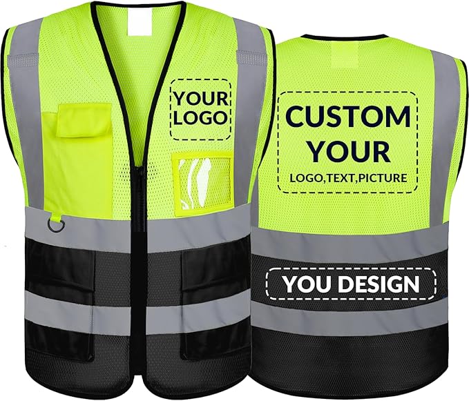 BeautyWill Custom Safety Vest Logo Class 2 High Visibility Reflevtive Vest by BeautyWill