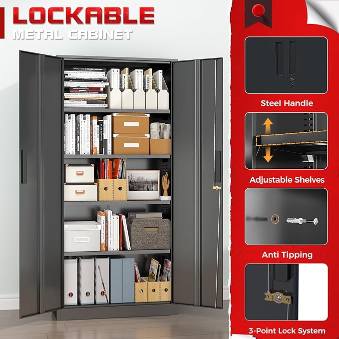 Superday Metal Garage Storage Cabinet - Image 5