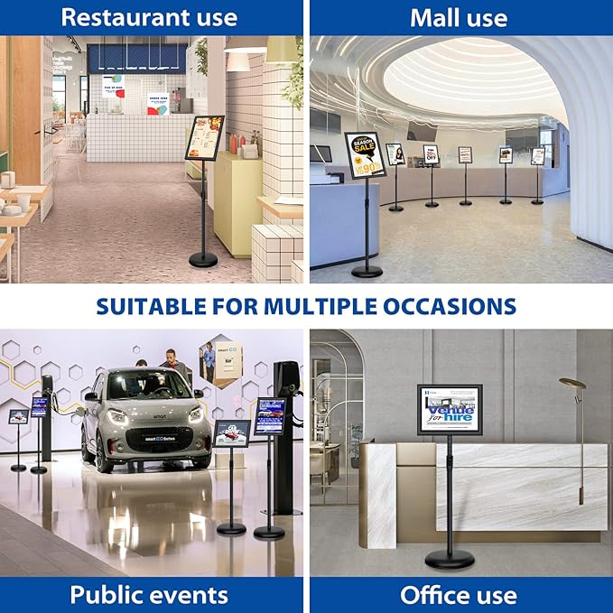6Packs 8.5x11 Inch Adjustable Pedestal Poster Sign Stand, Heavy Duty Floor - Image 7