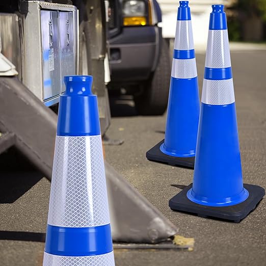 OrangeStar 36" Traffic Cones 6-Pack Blue Safety Cones - Image 2