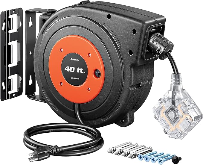 DEWENWILS 40 FT Retractable Extension Cord Reel by DEWENWILS