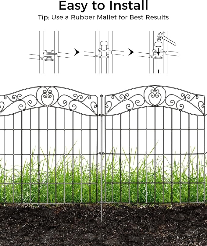 5 Panels No Dig Decorative Outdoor Garden Fence - Image 4