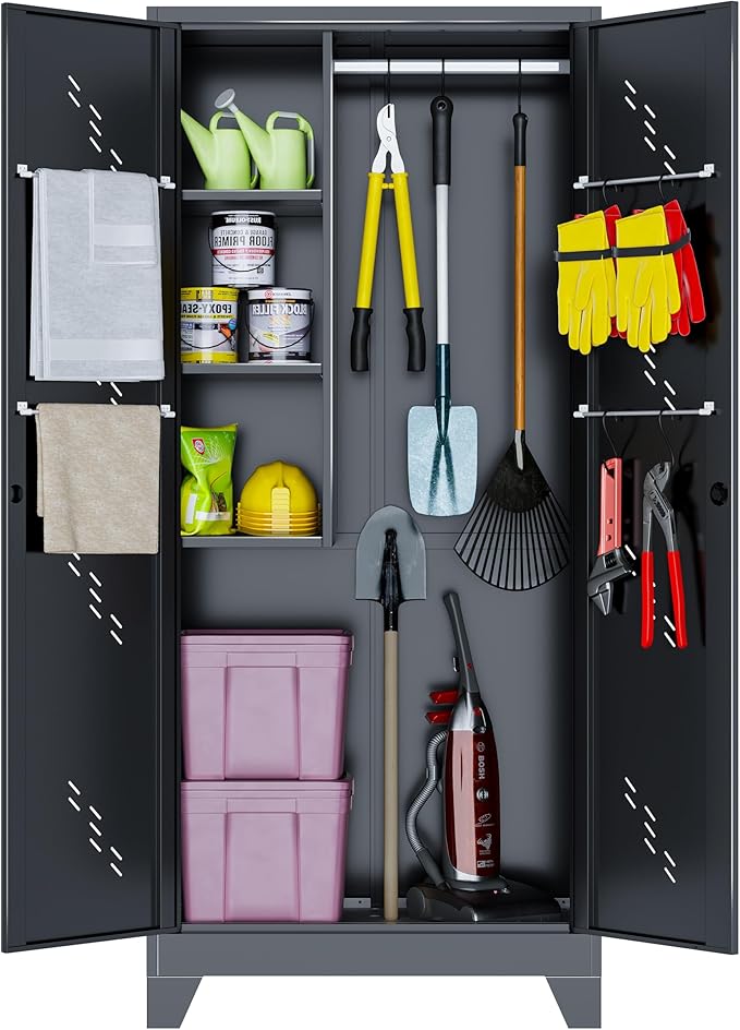 75" Heavy-Duty Metal Storage Cabinet by YILFANA