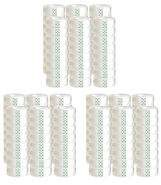 144 Pack Clear Tape Transparent Tape Refills Rolls Each Roll 3/4 x 1000 Inches by WUKAKA