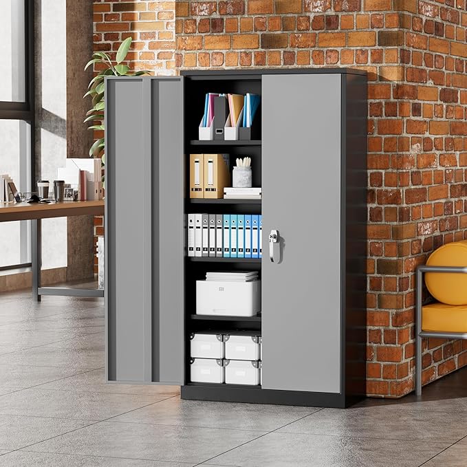 Greenvelly Metal Storage Cabinet, Lockable Steel Cabinet - Image 7