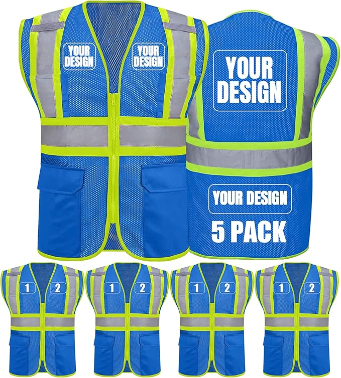 BeautyWill Custom Safety Vest Customized Logo Class 2 High Visibility by BeautyWill
