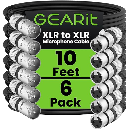 GEARit XLR Male to Female Microphone Cable 3-Pin Balanced Shielded Mixer by GEARit