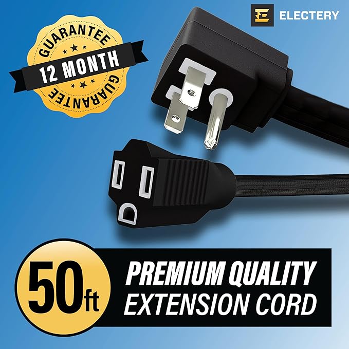 50 ft Heavy Duty Appliance Extension Cord, 14 AWG, 15A 125V 1875W, 3 Prong Flat - Image 2