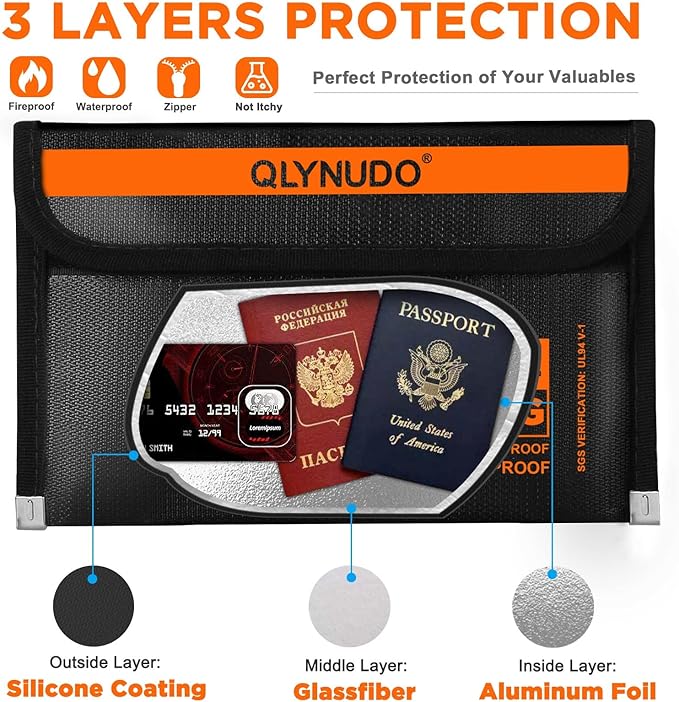Small Fireproof Document Bag, Fireproof Pouch Set - Image 3