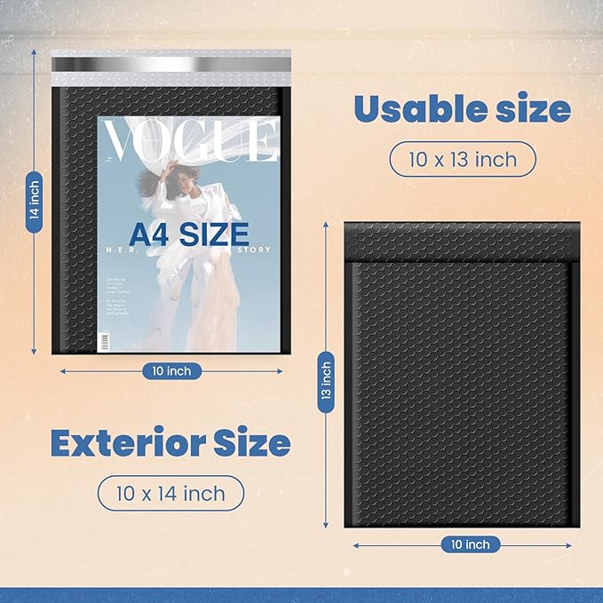 Fuxury Bubble Mailers 10x13 Inch Black 250 Pack Bulk Padded Envelopes Thick - Image 2