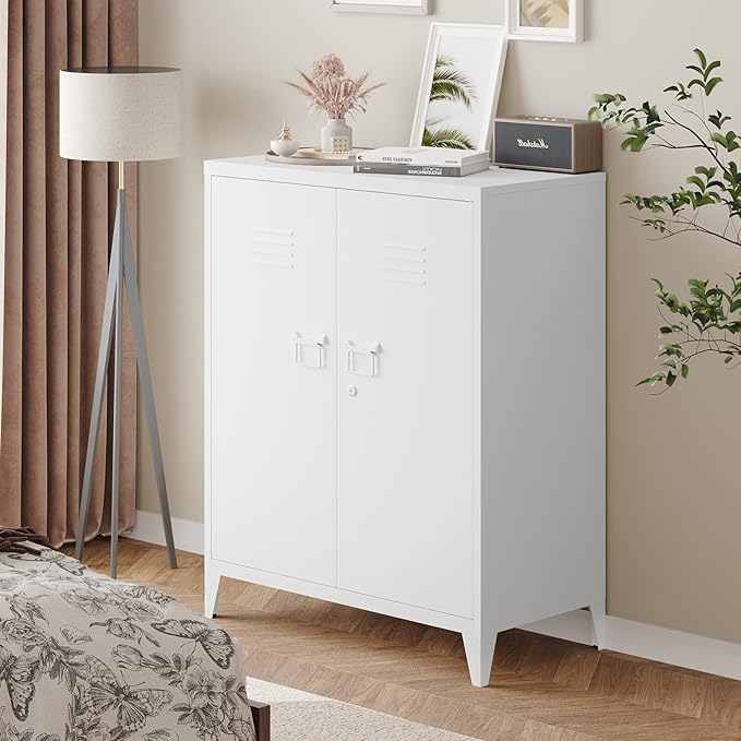 Metal Storage Cabinet with Lock, Locking Cabinets Office Storage Caninet with 2 - Image 2