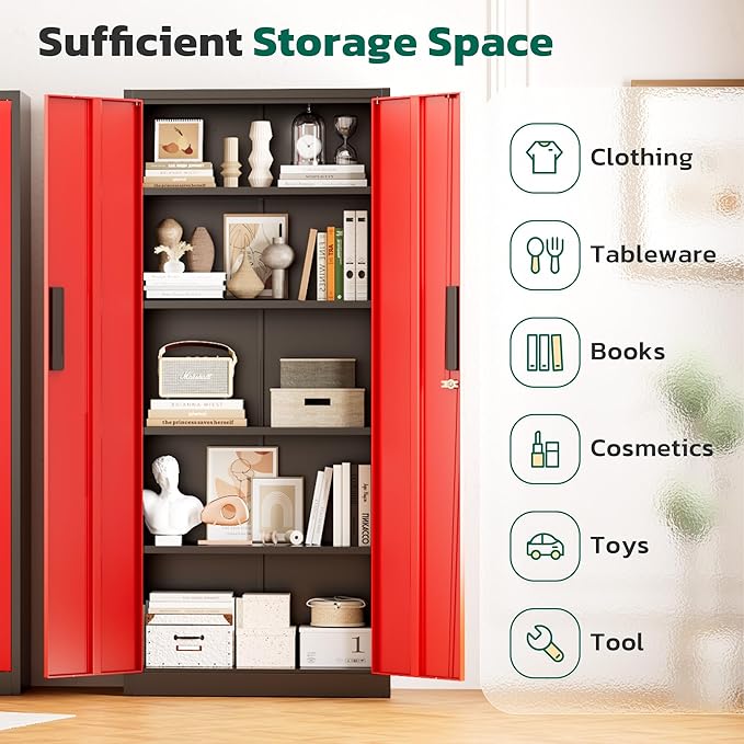 Greenvelly Metal Storage Cabinet, Lockable Steel Cabinets - Image 6