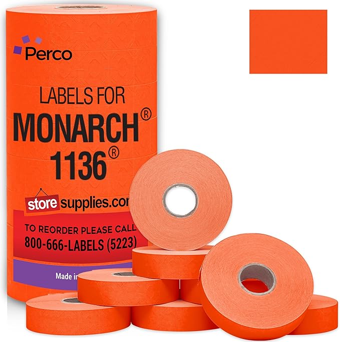Perco Fluorescent Red Pricing Labels by Perco