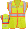 Custom Safety Vest with Logo Pockets High Visibility Reflective Vests by CustomTok