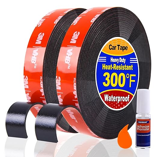 2 Rolls Car Double Sided Tape High Temperature Resistant Heavy Duty, Made of 3M by PHIXBEAR