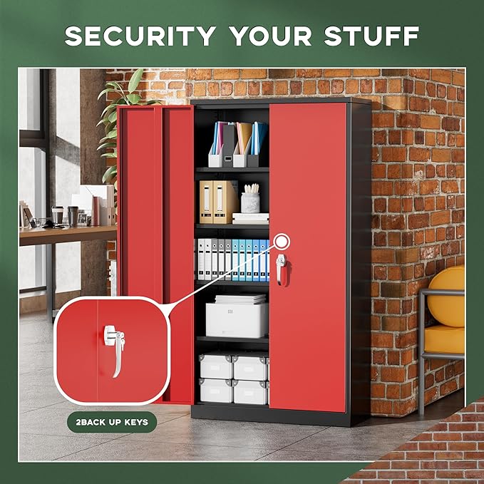 Greenvelly Metal Storage Cabinet, Lockable Steel Cabinet - Image 6