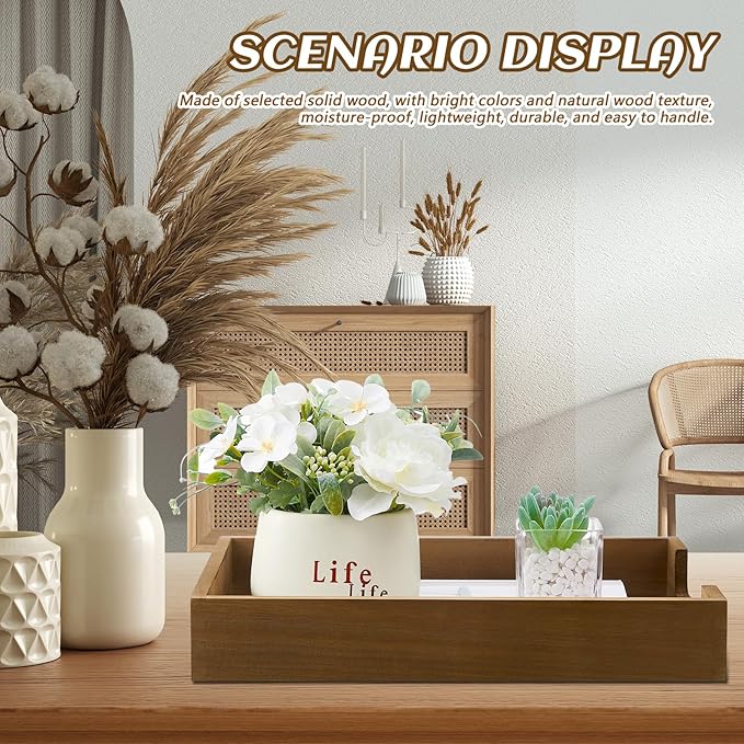 Fulmoon 3 Pcs Stackable Wood Letter Tray A4 Size Desk Tray Organizer Wooden - Image 6