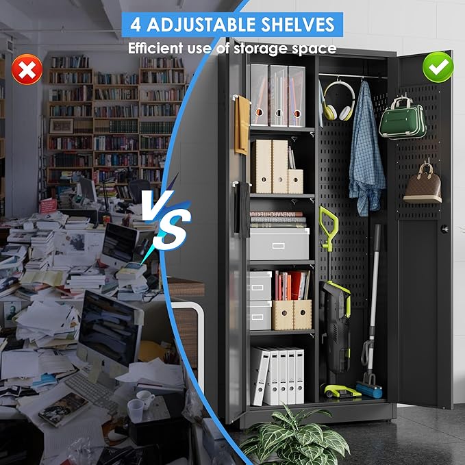 31.53 in Wide Garage Storage Cabinet, Metal Storage Cabinet - Image 4