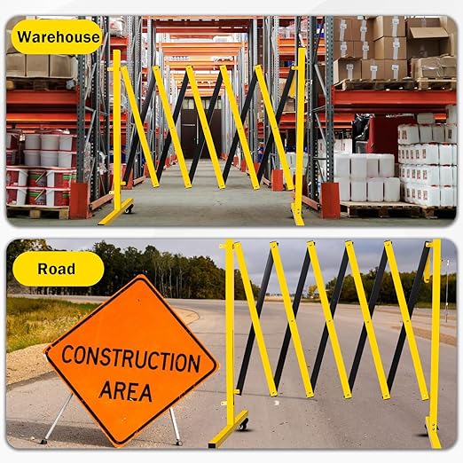17FT Traffic Barricade with Casters, Metal Expandable Barricade, Folding - Image 5