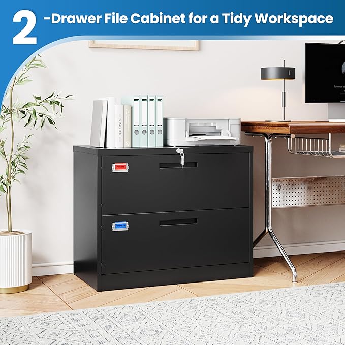 2 Drawer File Cabinet, Lateral Filing Cabinets - Image 6