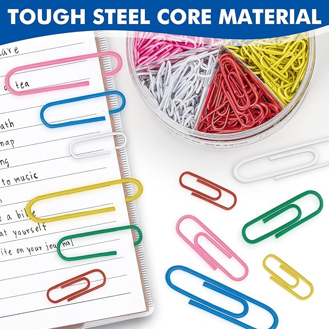 1000 Paper Clips Assorted Sizes, and Small Colored Paper Clips, Home - Image 5