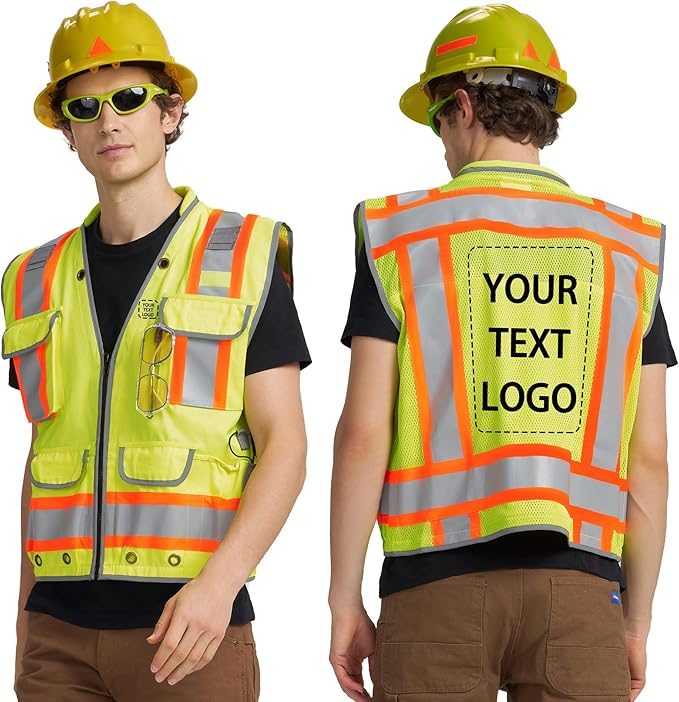 AYKRM Heavy Woven cotton High Vis Reflective work construction safety vest by AYKRM