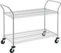 Finnhomy 2-Tier Commercial Grade Rolling Cart, Heavy Duty Utility Cart by Finnhomy