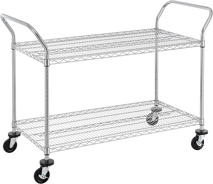 Finnhomy 2-Tier Commercial Grade Rolling Cart, Heavy Duty Utility Cart by Finnhomy