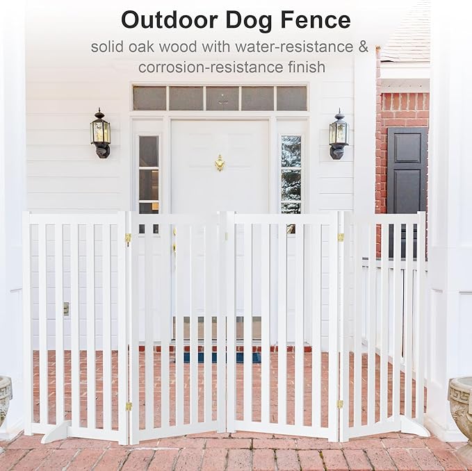 36" Height Extra Tall Freestanding Pet Gate, Solid Wood Folding Safety Fence - Image 7