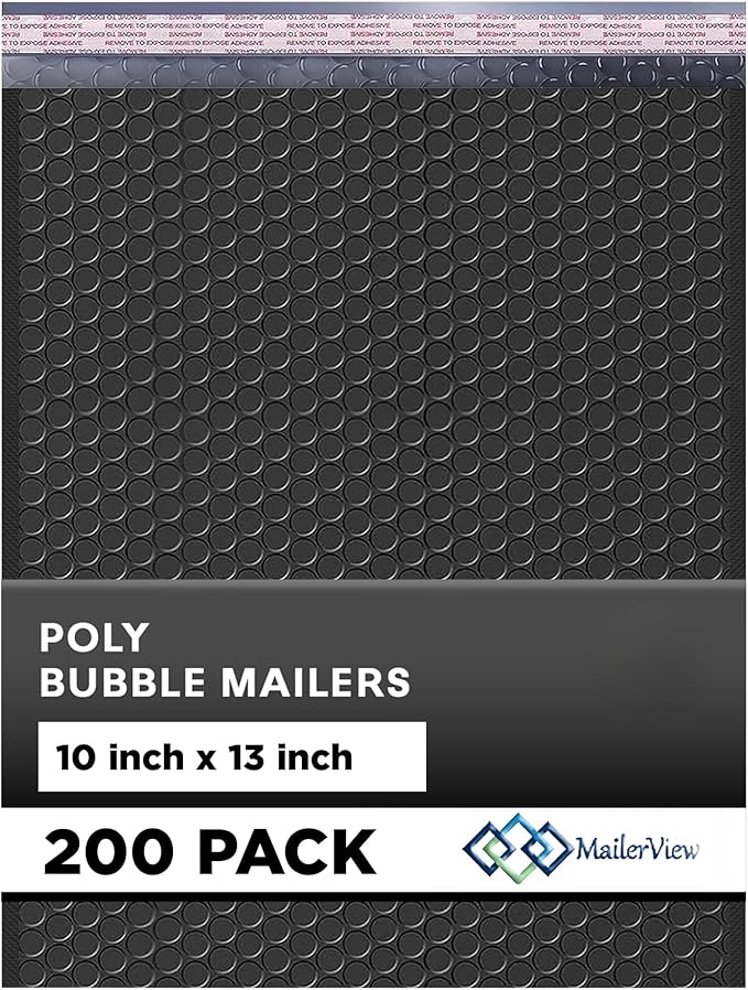 Black 10x13 Inch Poly Bubble Mailers |Self Seal Padded Envelopes by MAILERVIEW