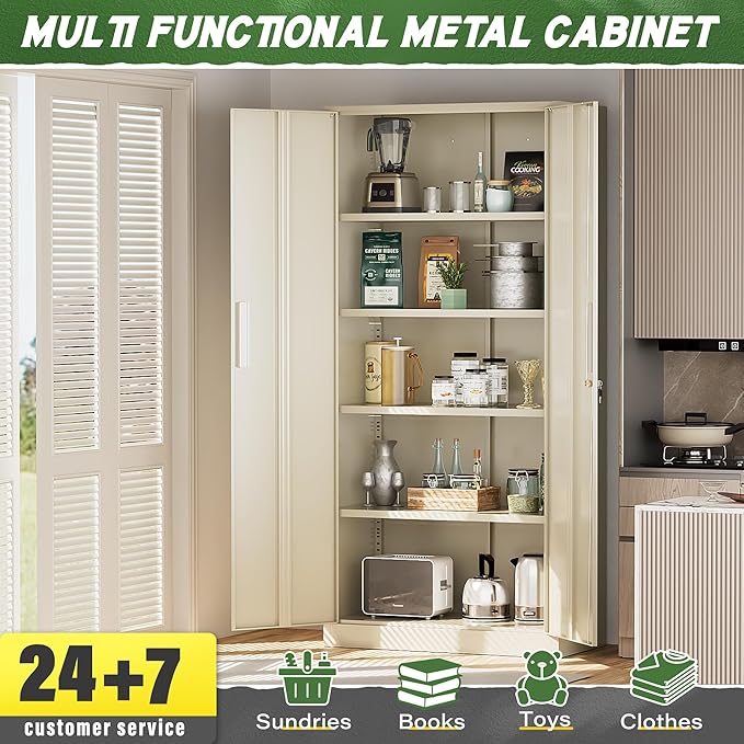 Greenvelly Metal Storage Cabinet, Metal Cabinet - Image 5