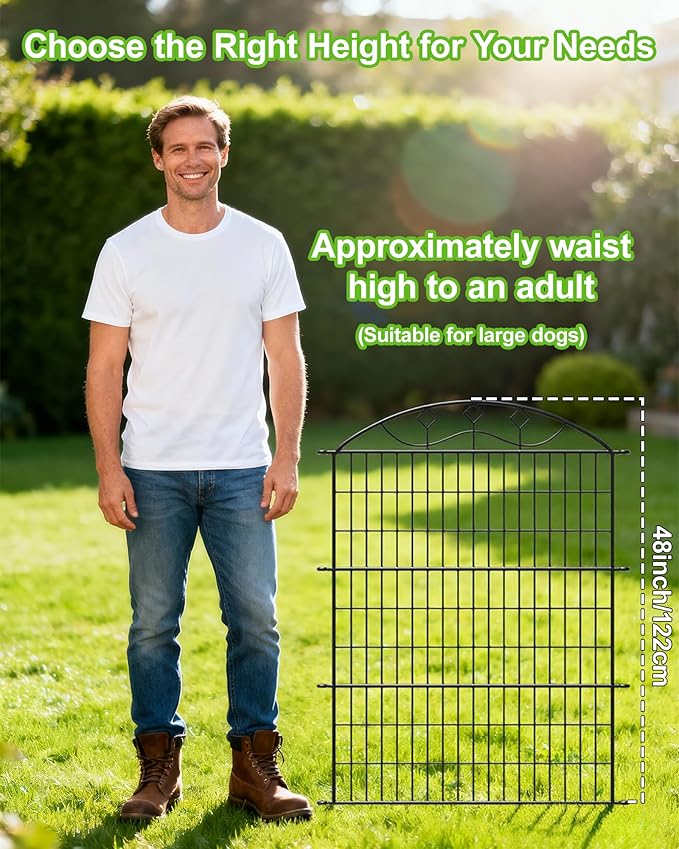 40in Tall 10-Panel Metal Garden Fence - Image 6